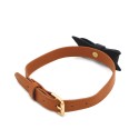 Brown Leather Bow Tie Collar & Leash