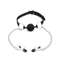 Silicone Ball Gag w/ Nipple Clamps