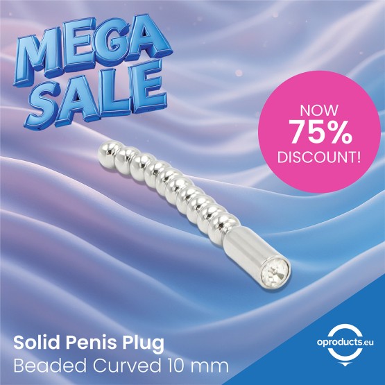 Solid Penis Plug Beaded Curved 10 mm
