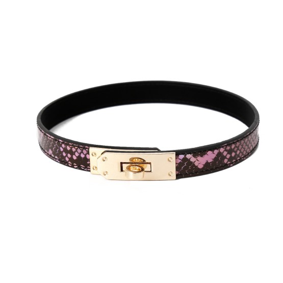 Collar/Bracelet One-size Narrow Gold/Pink Reptile