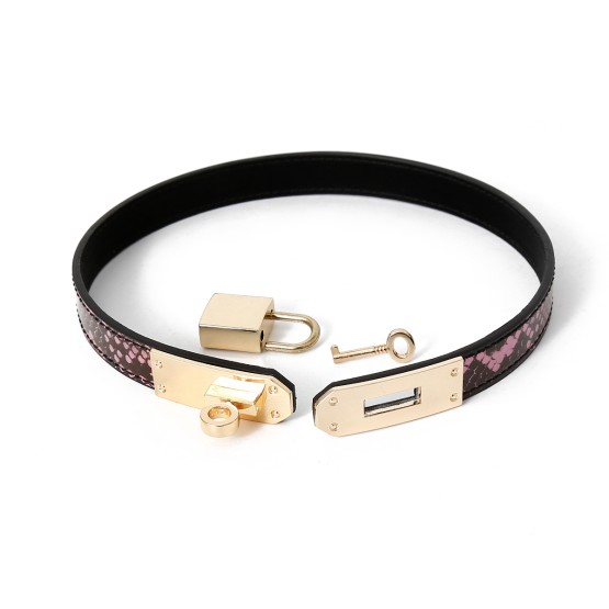 Collar/Bracelet One-size Narrow Gold/Pink Reptile