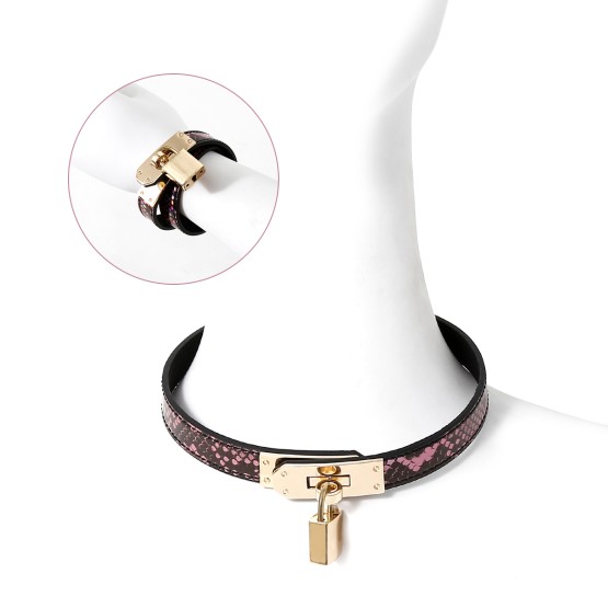 Collar/Bracelet One-size Narrow Gold/Pink Reptile