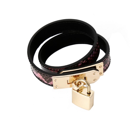 Collar/Bracelet One-size Narrow Gold/Pink Reptile