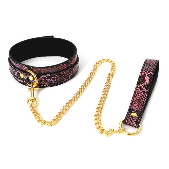 Collar Gold/Pink Reptile with Leash