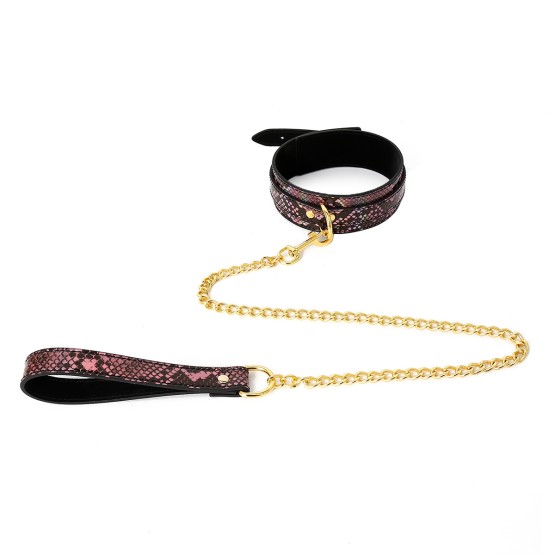 Collar Gold/Pink Reptile with Leash