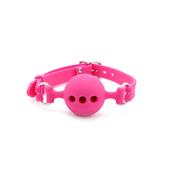 Silicone Ball Gag with Holes Pink