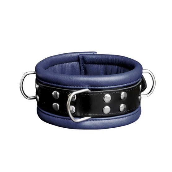 Leather Collar Blue - 6,5 cm