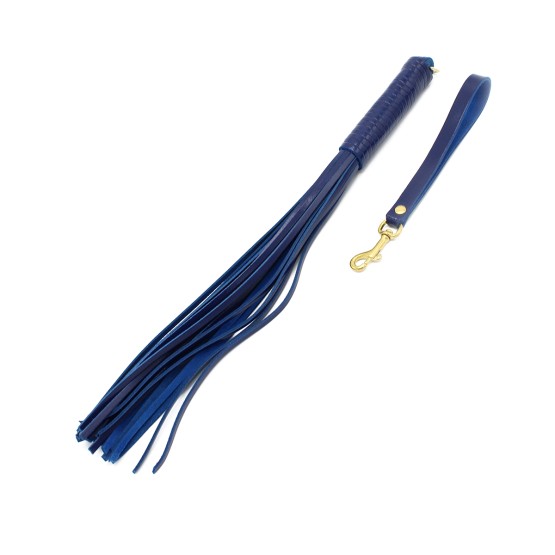 Blue leather whip with handle
