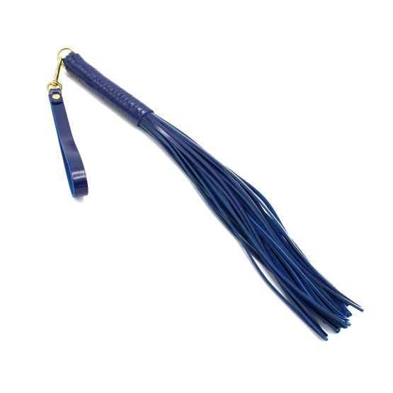 Blue leather whip with handle