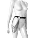 Adjustable leather belt with chains