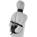 Leather handcuffs Double with collar and chain