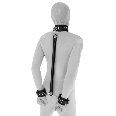 Spreader bar with leather handcuffs and collar