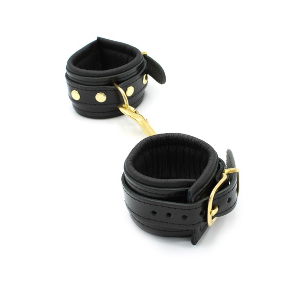 Shiny Black Leather Handcuffs