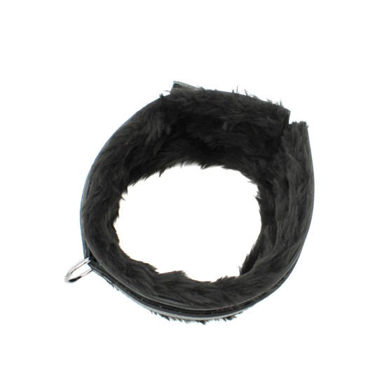 Fluffy Inside Black Leather Collar