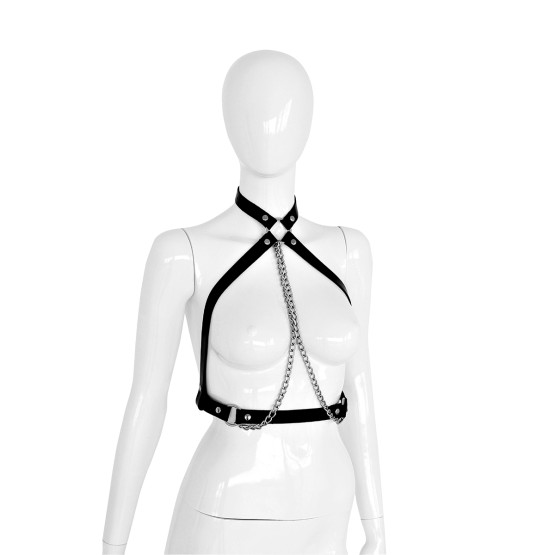 Leather Collar Chest with Chains