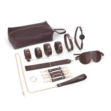 BDSM Fancy 9 Item Kit - Brown