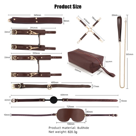 BDSM Fancy 9 Item Kit - Brown