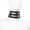 Tripple O-Ring Strap Collar PU-Leather