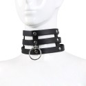 Tripple O-Ring Strap Collar PU-Leather