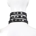 Tripple O-Ring Strap Collar PU-Leather