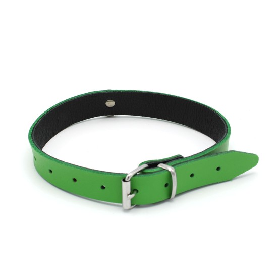Leather Collar Mini O-Ring Green