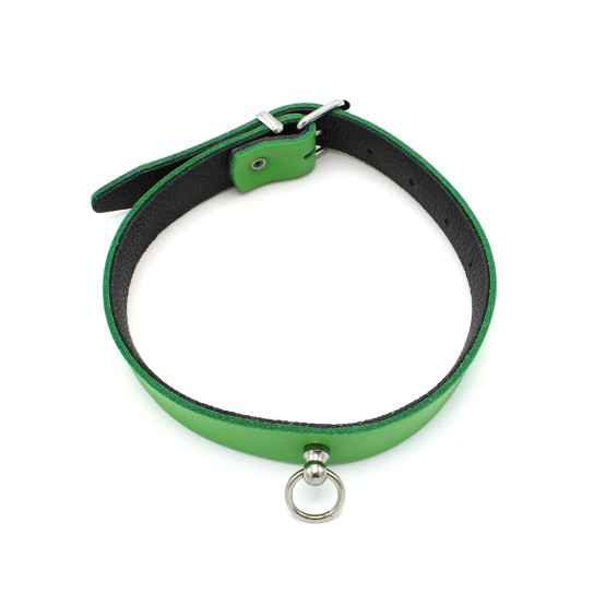 Leather Collar Mini O-Ring Green