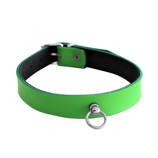 Leather Collar Mini O-Ring Green