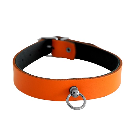 Leather Collar Mini O-Ring Orange