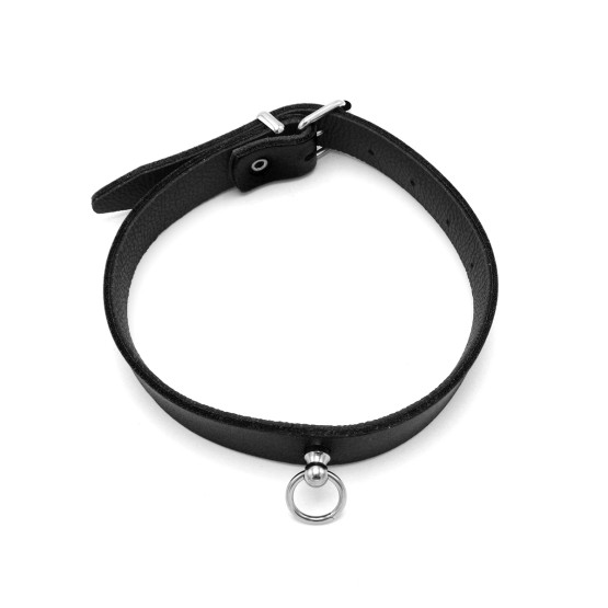 Leather Collar Mini O-Ring Black