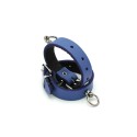 Leather Handcuffs Mini O-Ring Blue