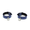 Leather Handcuffs Mini O-Ring Blue