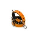 Leather Handcuffs Mini O-Ring Orange