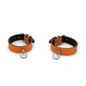 Leather Handcuffs Mini O-Ring Orange