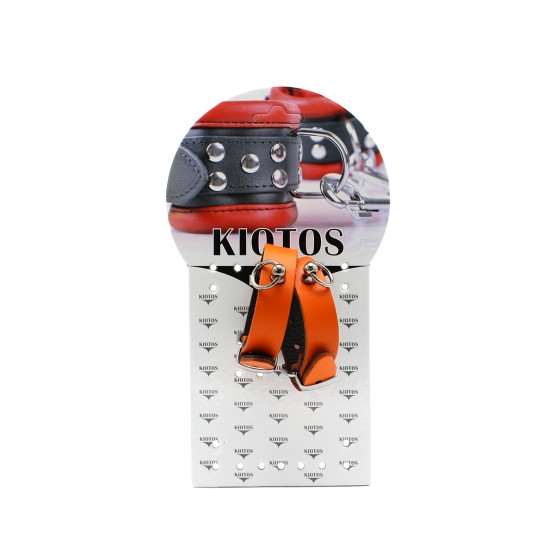 Leather Handcuffs Mini O-Ring Orange