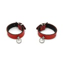 Leather Handcuffs Mini O-Ring Red