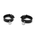 Leather Handcuffs Mini O-Ring Black