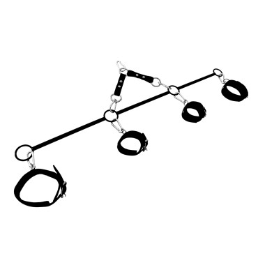 Spreader Bar Quadruple O-Ring Hand & Ankle Cuffs