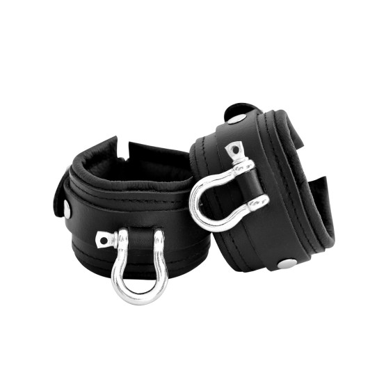 Leather Handcuffs with Metal Shackle
