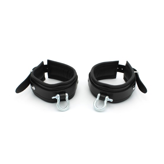 Leather Ankle cuffs with Metal Shackle