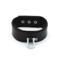 Leather Push Button Collar with Metal Shackle