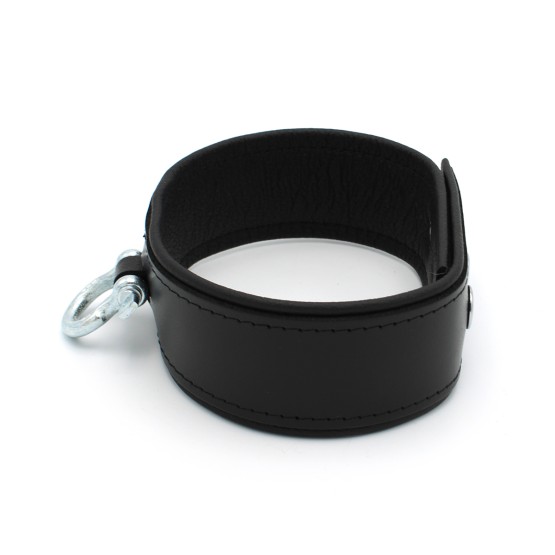 Leather Push Button Collar with Metal Shackle