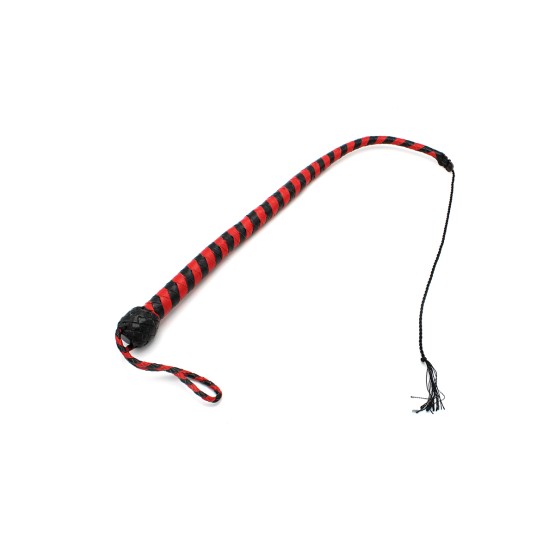 Leather Whip Black & Red 60 cm