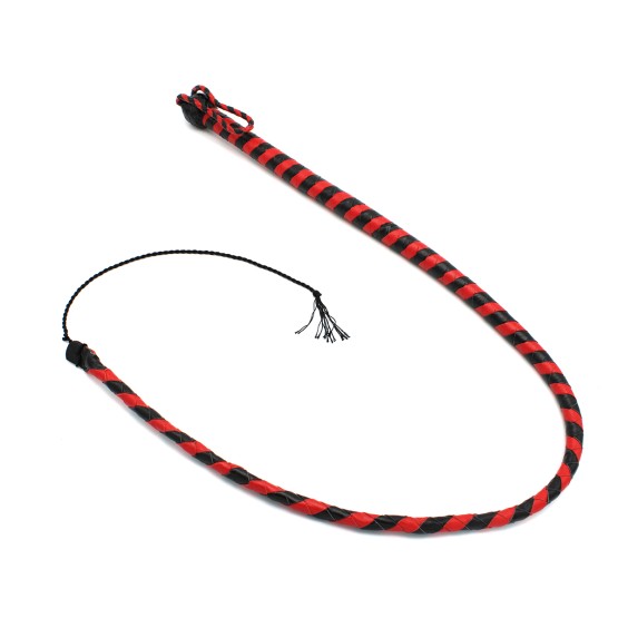 Leather Whip Black & Red 120 cm