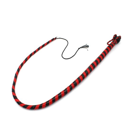 Leather Whip Black & Red 120 cm