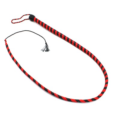 Leather Whip Black & Red 140 cm