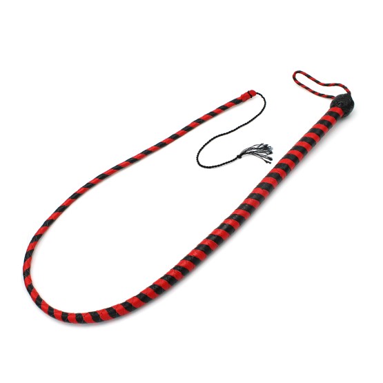 Leather Whip Black & Red 140 cm