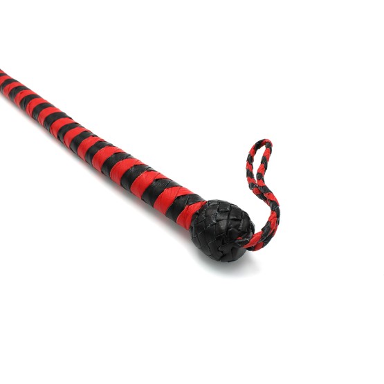 Leather Whip Black & Red 140 cm