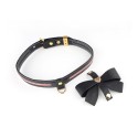 Sevanda Love Heart Butterfly Leather Collar Set Black Pink