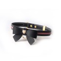 Sevanda Love Heart Butterfly Leather Collar Set Black Pink