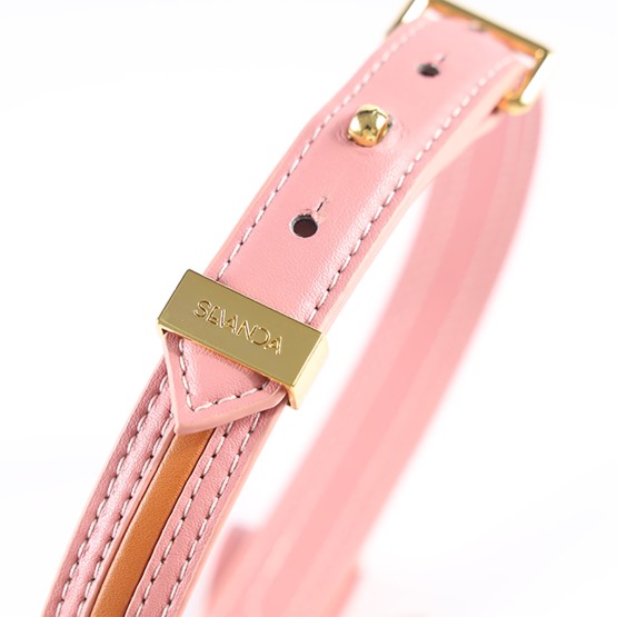 Sevanda Love Heart Butterfly Leather Collar - Pink